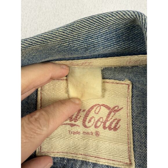 Vintage Coca-Cola Jean Jacket Women Distressed Trucker Classic Retro L - Picture 7 of 11